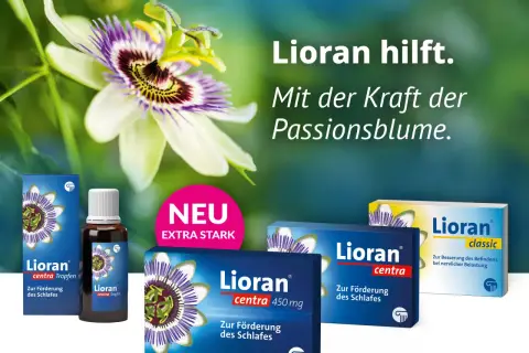Lioran hilft mit der Kraft der Passionsblume. Die Wirkung auf die Psyche wird durch die beruhigenden Eigenschaften der Passionsblume unterstützt.