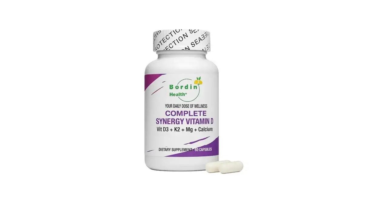 Bordin Health Complete Synergy Vitamin D mit D3+K2+Mg+Calcium. Die Wirkung von Vitamin D3 K2 ist hier vereint.